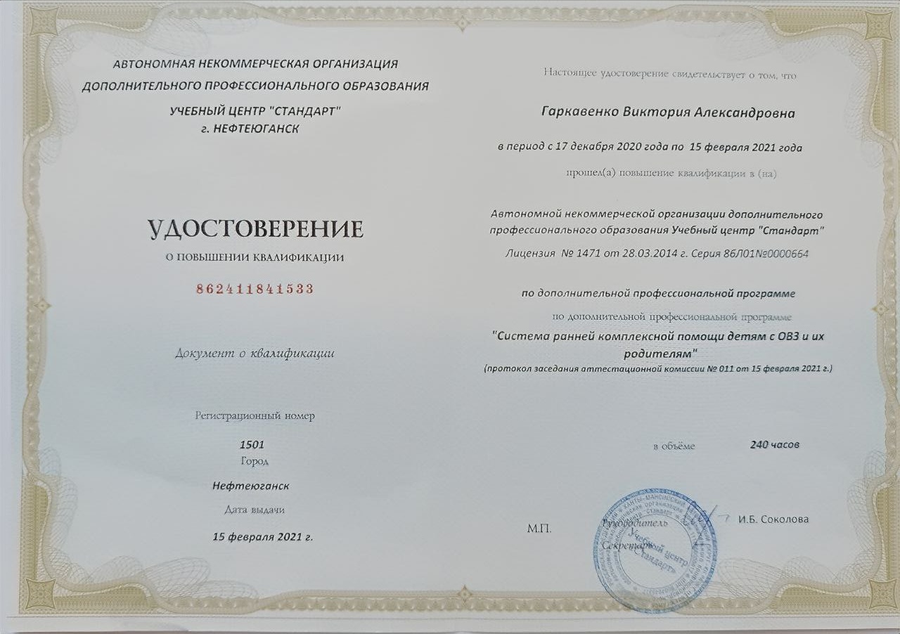 «Система ранней комплексной помощи детям ОВЗ и их родителям»