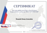 Сертификат участника профессионального общественного Всероссийского сообщества и библиотеки "ПЕДАГОГИ РОССИИ"