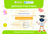 Участие во Всероссийской олимпиаде "Летние головоломки"