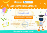 Победа во Всероссийской олимпиаде "Путешествие в мир книг"