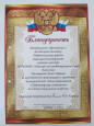 Благодарственное письмо. "Губернаторские состязания" 
